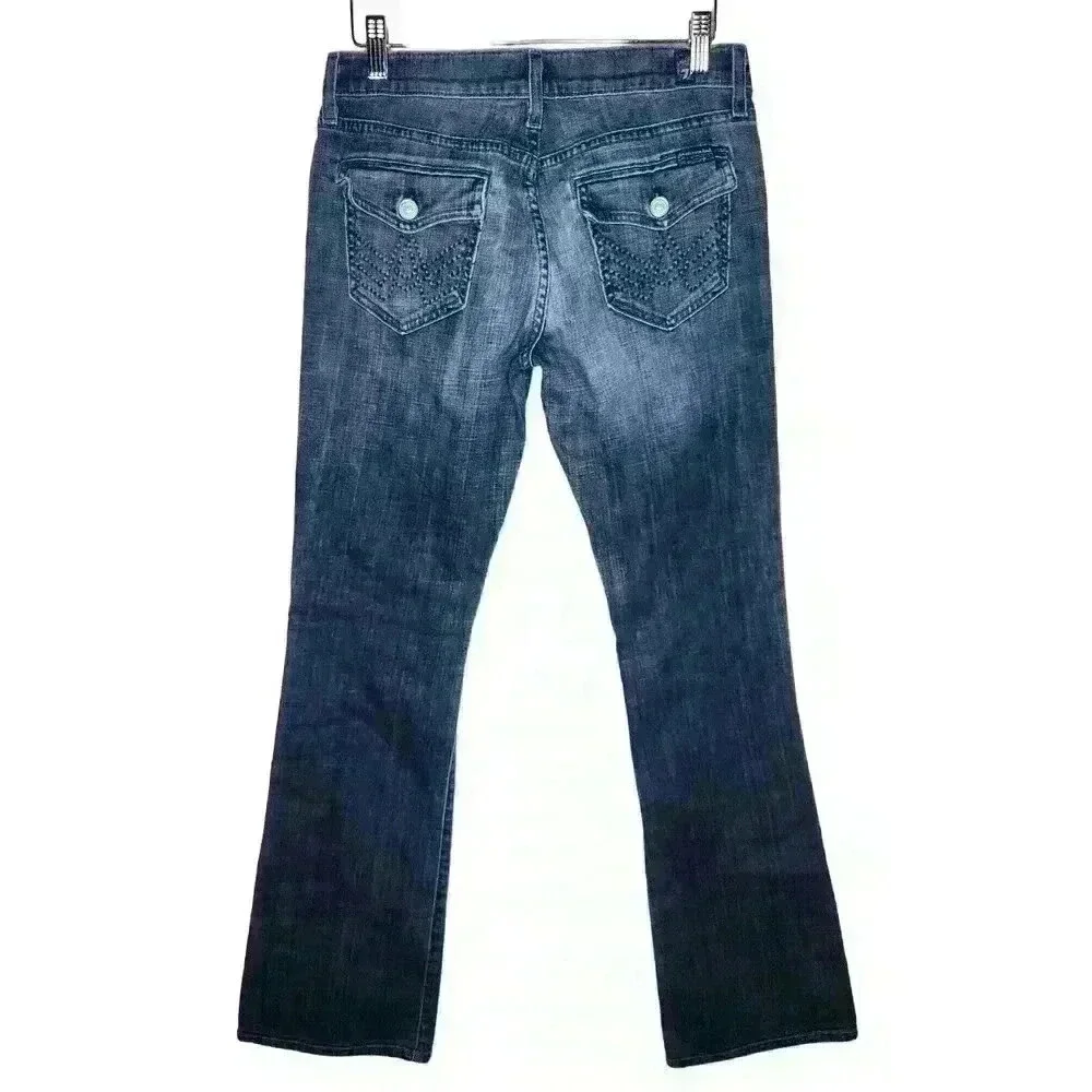 7 for all mankind women's medium wash low rise bootcut jeans size 28 - Picture 3 of 9